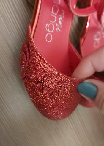 Kız Çocuk Kırmızı Simli Babet Ayakkabı - Görsel 10