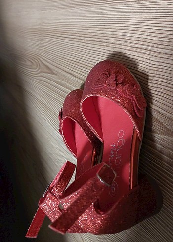 Kız Çocuk Kırmızı Simli Babet Ayakkabı - Görsel 18