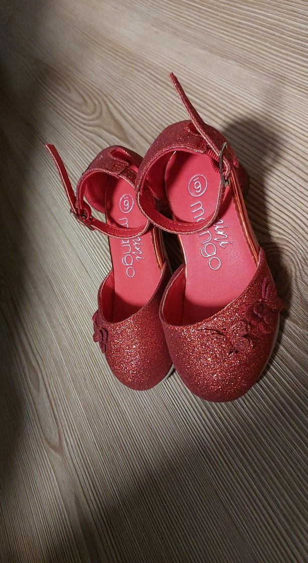 Kız Çocuk Kırmızı Simli Babet Ayakkabı - Görsel 2