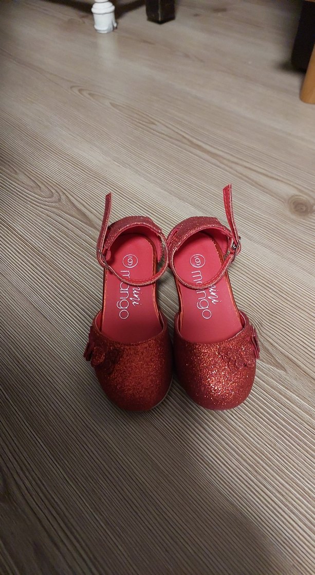 Kız Çocuk Kırmızı Simli Babet Ayakkabı - Görsel 3