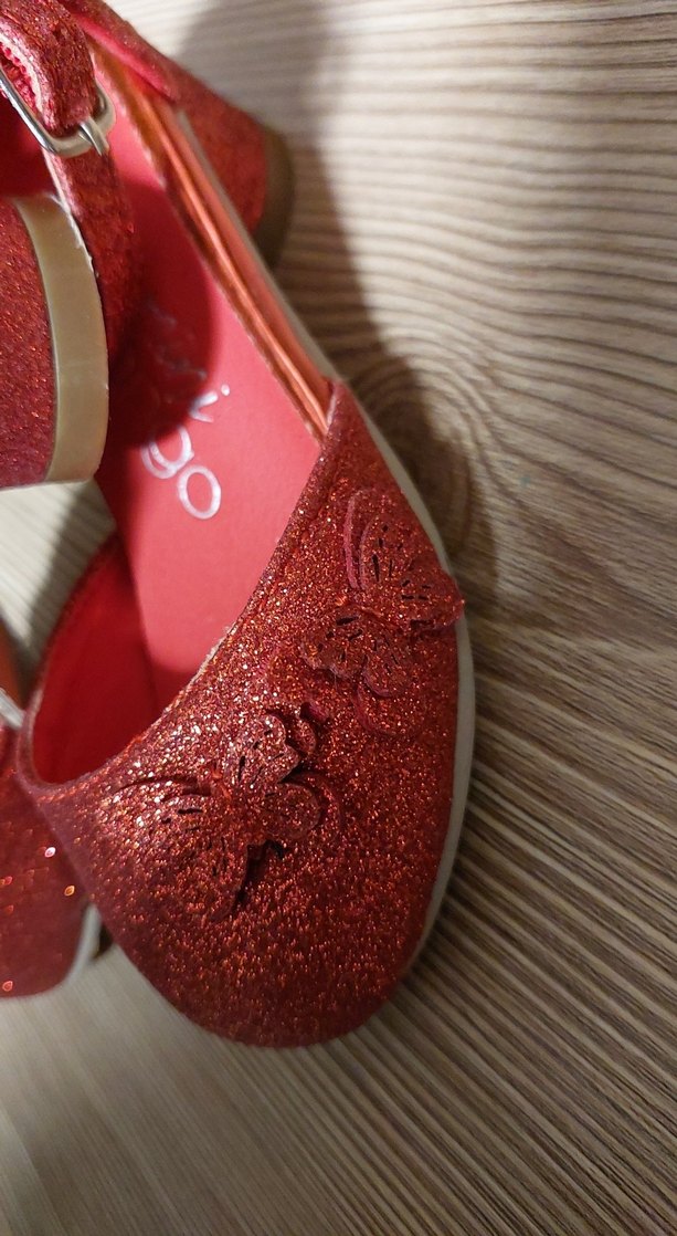 Kız Çocuk Kırmızı Simli Babet Ayakkabı - Görsel 5