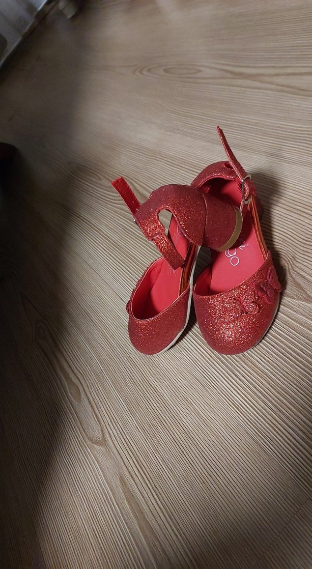 Kız Çocuk Kırmızı Simli Babet Ayakkabı - Görsel 4