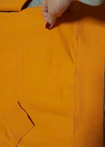 Turuncu Kapüşonlu Kadın Sweatshirt - Görsel 4
