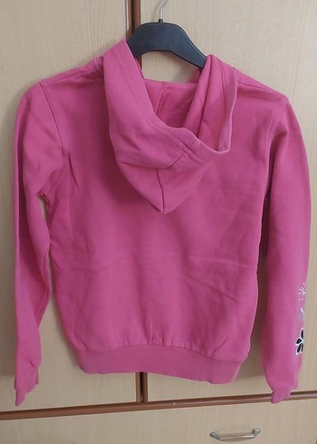 Kız Çocuk Pembe Kapüşonlu Fermuarlı Sweatshirt - Görsel 5