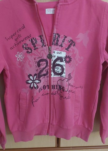 Kız Çocuk Pembe Kapüşonlu Fermuarlı Sweatshirt - Görsel 8