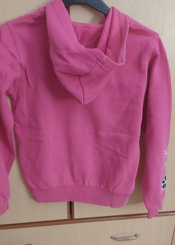 Kız Çocuk Pembe Kapüşonlu Fermuarlı Sweatshirt - Görsel 6