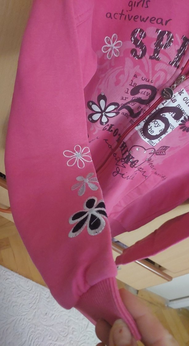 Kız Çocuk Pembe Kapüşonlu Fermuarlı Sweatshirt - Görsel 4