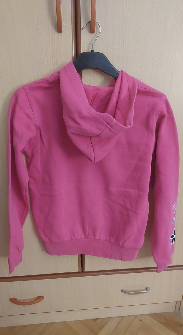 Kız Çocuk Pembe Kapüşonlu Fermuarlı Sweatshirt - Görsel 5