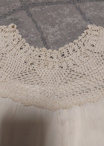 Dantel Detaylı Bohem Krem Kadın Bluz - Görsel 4