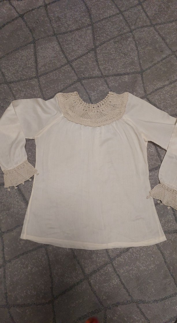 Dantel Detaylı Bohem Krem Kadın Bluz - Görsel 2