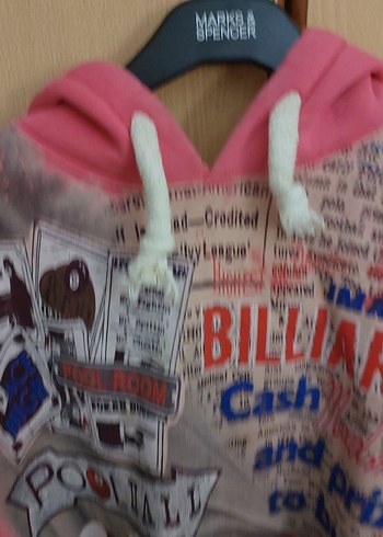 Pembe Baskılı Kapüşonlu Kadın Sweatshirt - Görsel 6