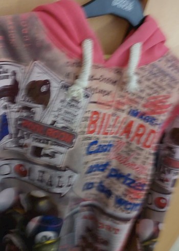 Pembe Baskılı Kapüşonlu Kadın Sweatshirt - Görsel 14