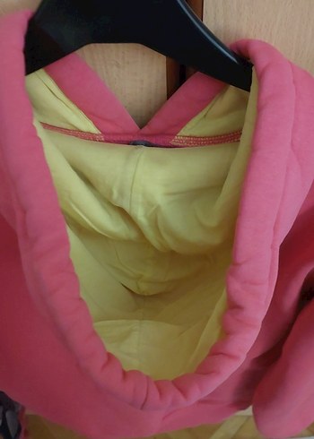 Pembe Baskılı Kapüşonlu Kadın Sweatshirt - Görsel 9