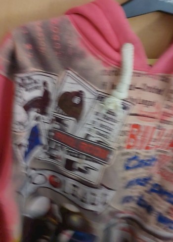 Pembe Baskılı Kapüşonlu Kadın Sweatshirt - Görsel 13