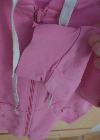 Kız Çocuk Pembe Kapüşonlu Fermuarlı Sweatshirt - Görsel 6