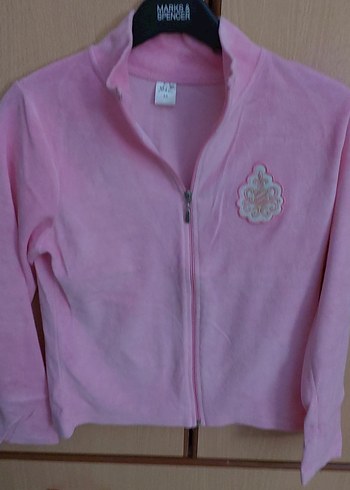 Nakışlı Pembe Kadife Fermuarlı Ceket - Görsel 6