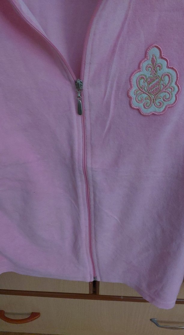 Nakışlı Pembe Kadife Fermuarlı Ceket - Görsel 5