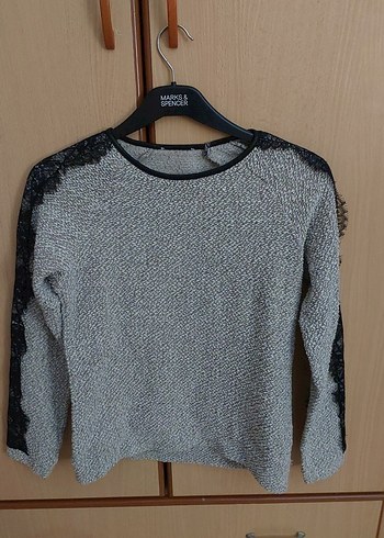 Gri  Kadın Uzun Kollu Kazak - Görsel 6