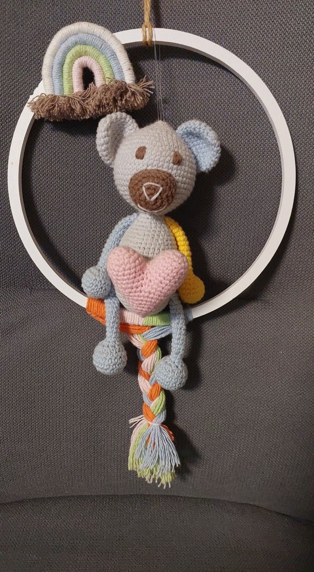 Renkli El Örgüsü Ayıcık Peluş Oyuncak - Görsel 3