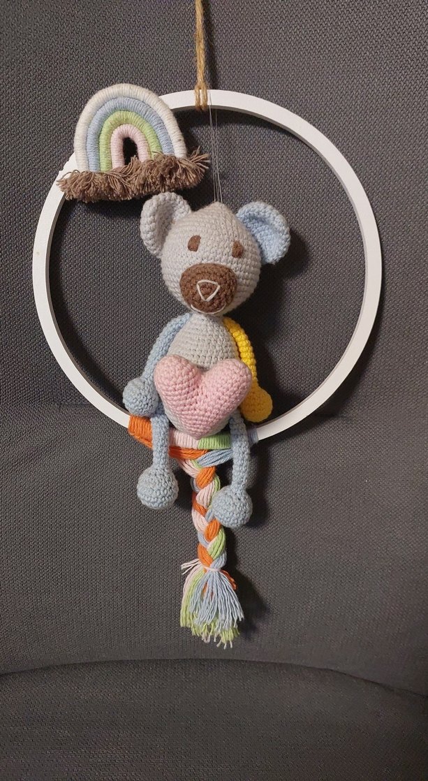 Renkli El Örgüsü Ayıcık Peluş Oyuncak - Görsel 2