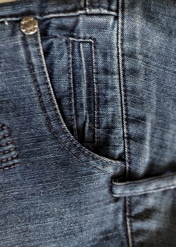 Select Kadın Lacivert Baskılı Düğmeli Denim Pantolon
