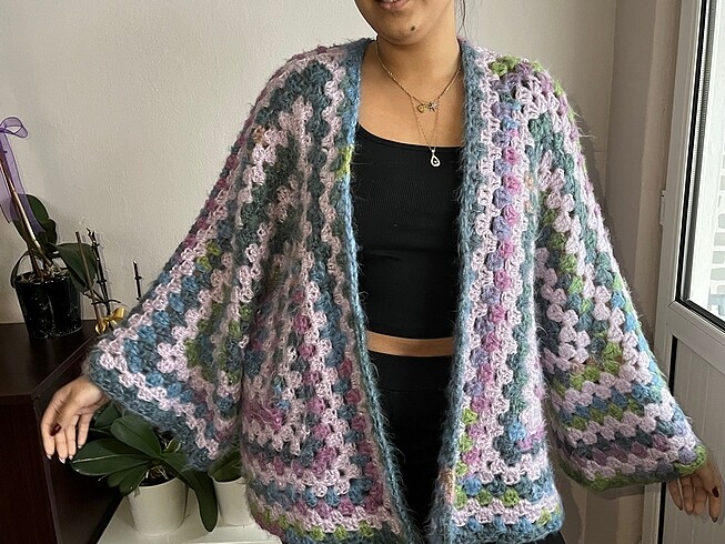 el yapımı crochet hexagon hırka