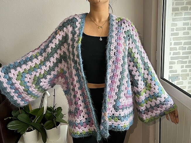 universal Beden el yapımı crochet hexagon hırka