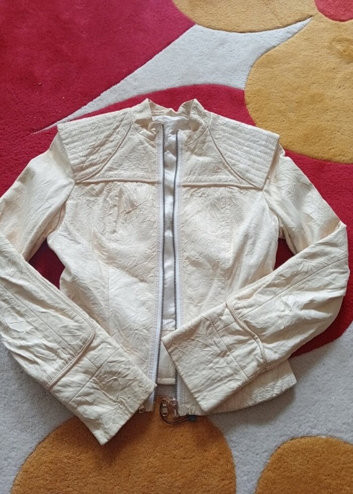 Sarı suni ceket S beden  - Görsel 4