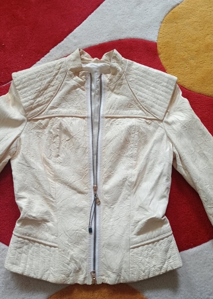 Sarı suni ceket S beden  - Görsel 5