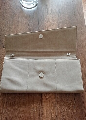 Suni deri zarf çanta bej rengi - Görsel 4