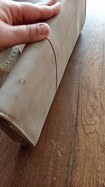 Suni deri zarf çanta bej rengi - Görsel 8