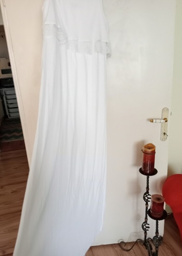 Uzun beyaz elbise - Görsel 3