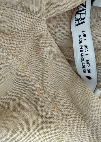 Bej V Yaka Salaş Keten Uzun Elbise - Görsel 5