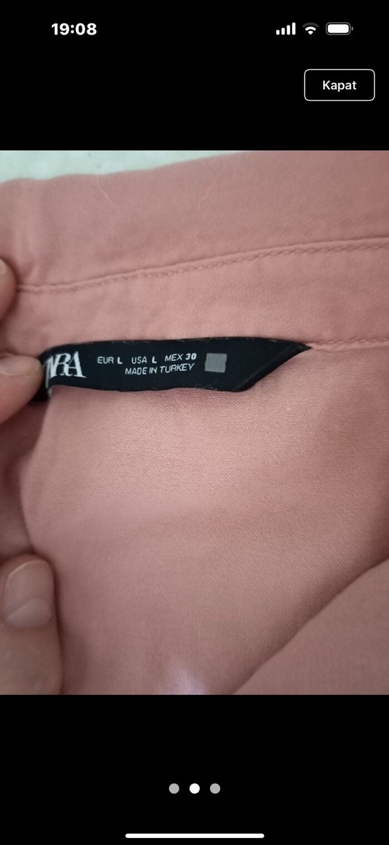 Pembe V Yaka Düğmeli Midi Keten Elbise - Görsel 2