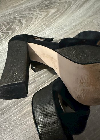 37 Beden HOTİÇ Siyah Süet Platform Topuklu Kadın Ayakkabı