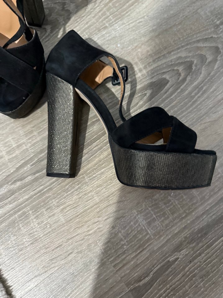 HOTİÇ Siyah Süet Platform Topuklu Kadın Ayakkabı - Görsel 3