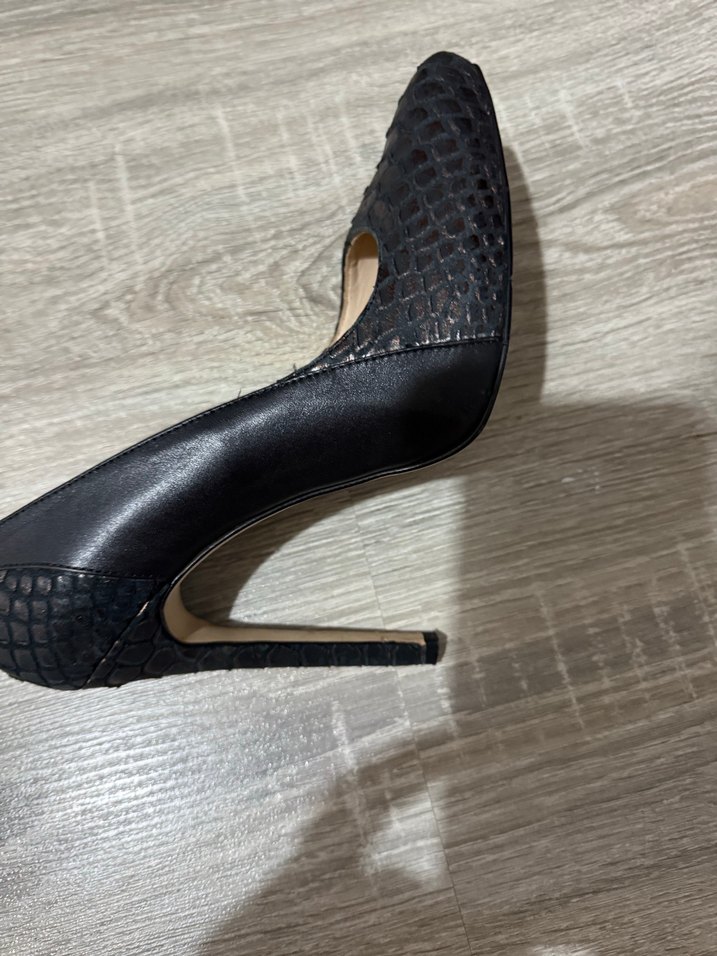 Klasik Siyah Yılan Derisi Desenli Stiletto - Görsel 2