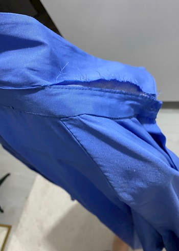 universal Beden Tesettür mavi oversize gömlek