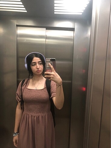 Gül kurusu uzun elbise