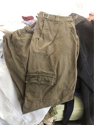 Haki düşük bel baggy pantolon