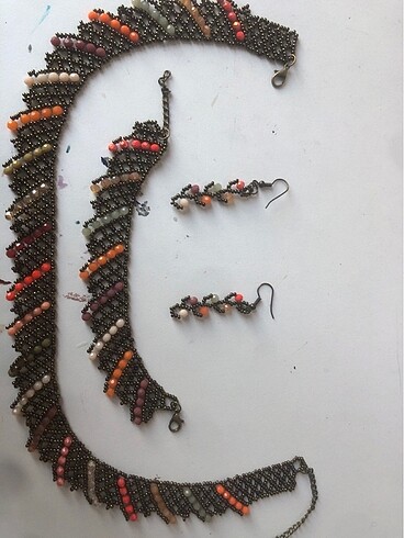 Boncuk Küpe Kolye Bileklik Set