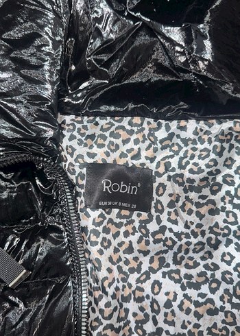 Fermuarlı Siyah leopar  Baskılı ,siyah parlak kadın montu - Görsel 7