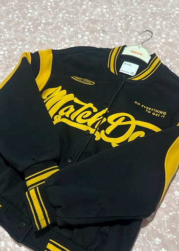 Sarı Siyah Baskılı Kadın Bomber Ceket - Görsel 2