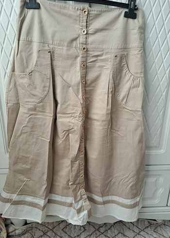 American Vintage Bej Dugmeli Uzun Etek