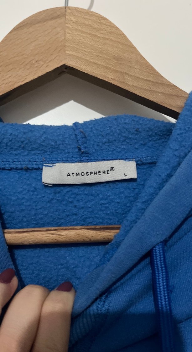 Mavi Kapüşonlu Sweatshirt - Görsel 2