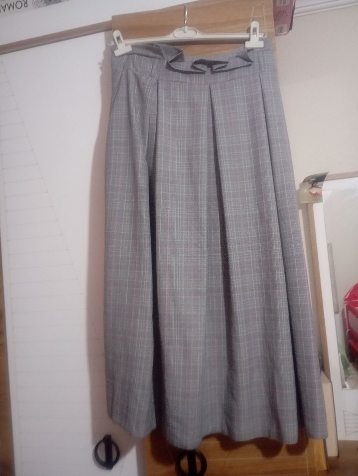 Kadın Gri Pilili Uzun Etek - Görsel 2