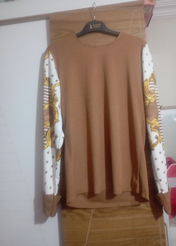 Kahverengi Uzun Kollu Salaş Bluz - Görsel 2