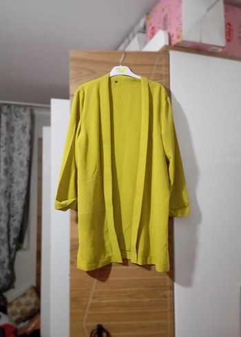 Sarı Uzun Kollu Salaş Kadın Kaban - Görsel 2