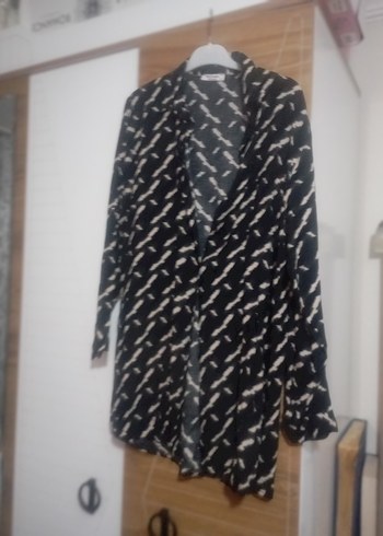 Uzun Kollu V Yaka Siyah Bağlama Desenli Hamile Bluzu - Görsel 2