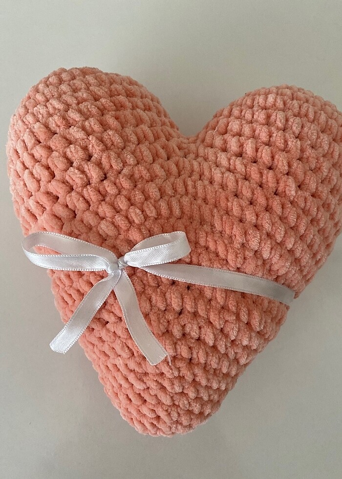 KADİFE İP,KÜÇÜK BOY KALPLİ YASTIK - Görsel 4